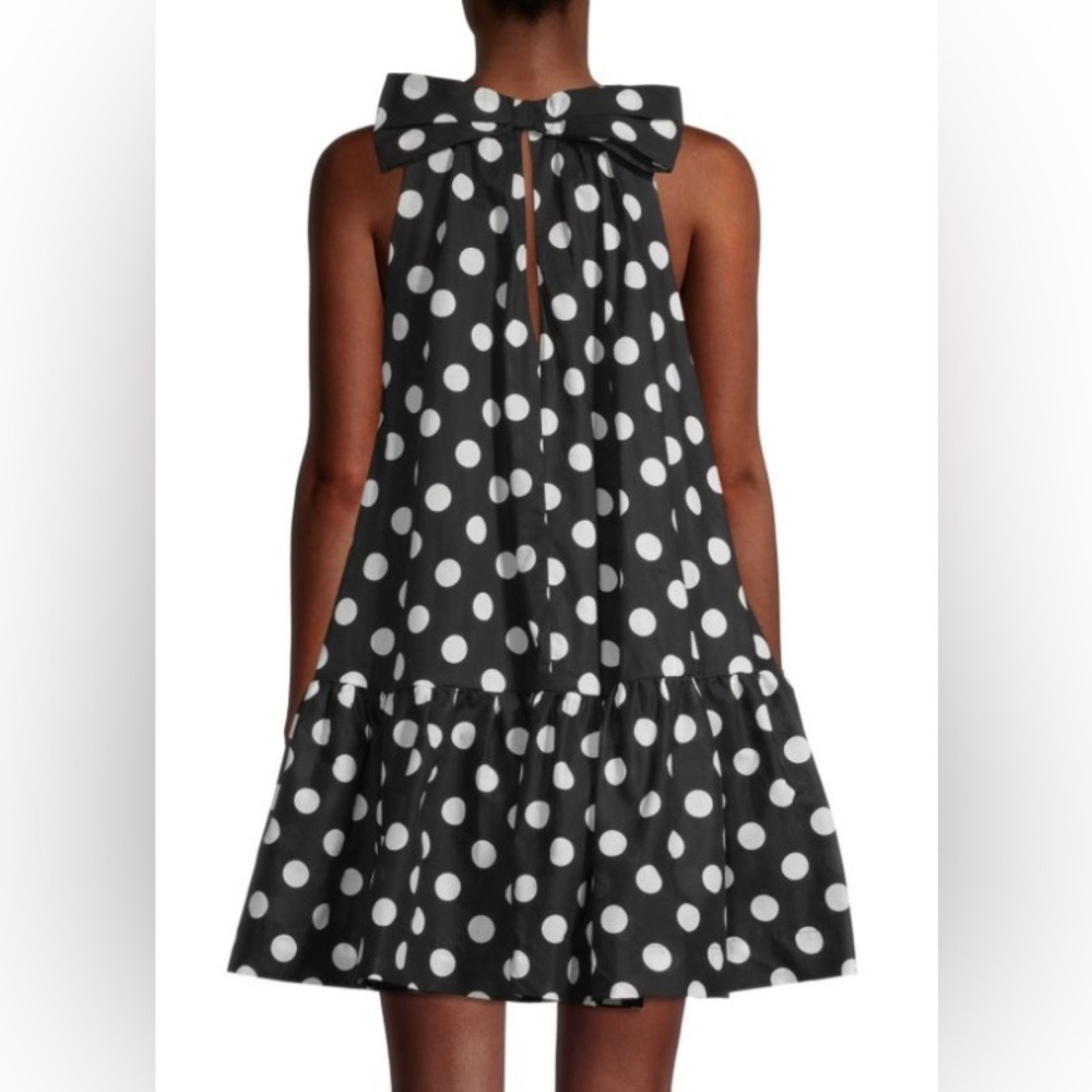 Black Halo Zuma Polka Dot Cotton Mini Dress Black & White Size Small - Picture 2 of 10